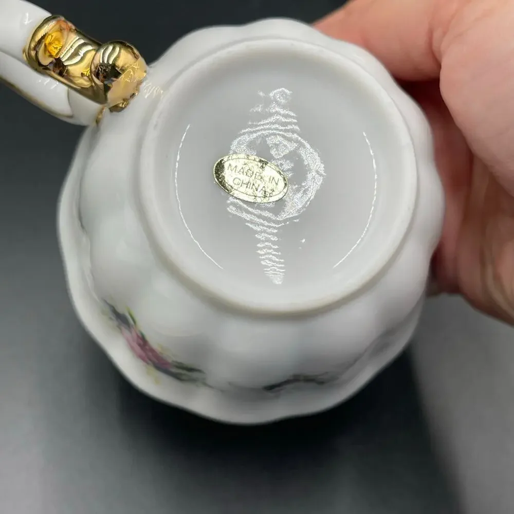Rose Porcelain Tea for One Cup Pitcher Lid New